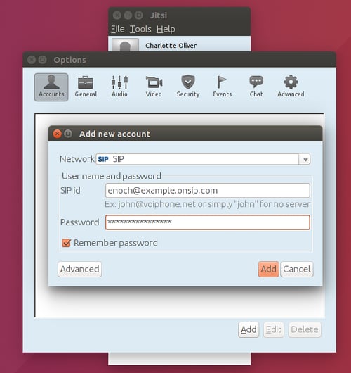 jitsi桌面为Ubuntu添加新账号